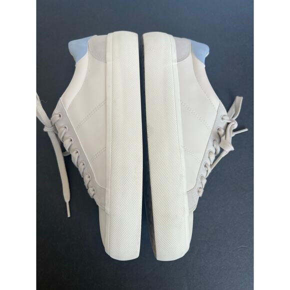Zara Vegan Cream Blue Platform Low Top Lace Up Sneakers Size 9 - Picture 5 of 10